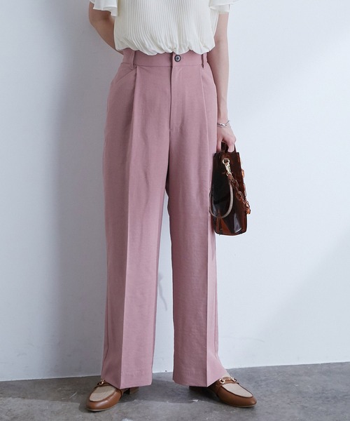 VIS（ビス）の「【EASY CARE】リネンライクタックワイドパンツ（その他