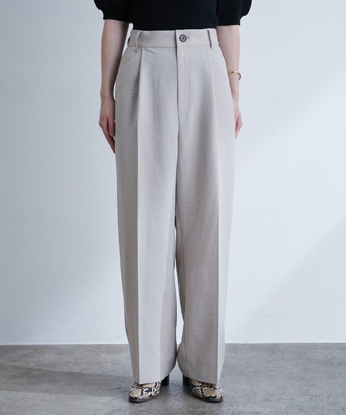 VIS（ビス）の「【EASY CARE】リネンライクタックワイドパンツ（その他パンツ・レディース・ブラック/ベージュ/カーキ/ピンク・S/M/L）」の18枚目の写真