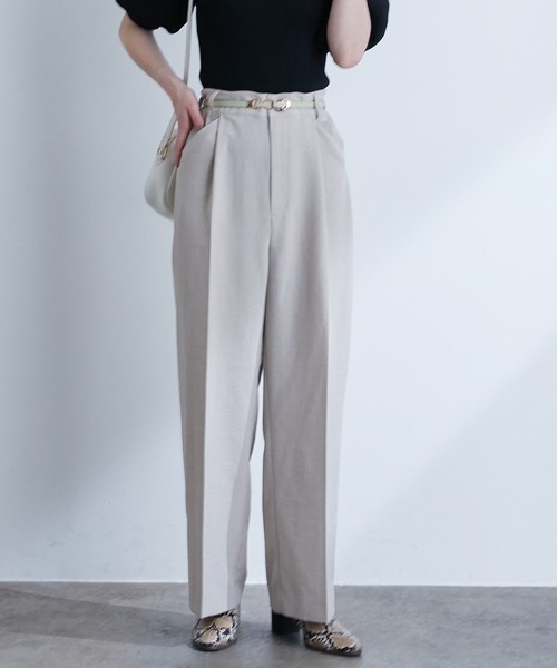 VIS（ビス）の「【EASY CARE】リネンライクタックワイドパンツ（その他パンツ・レディース・ブラック/ベージュ/カーキ/ピンク・S/M/L）」の9枚目の写真