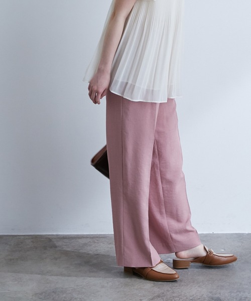 VIS（ビス）の「【EASY CARE】リネンライクタックワイドパンツ（その他パンツ・レディース・ブラック/ベージュ/カーキ/ピンク・S/M/L）」の14枚目の写真