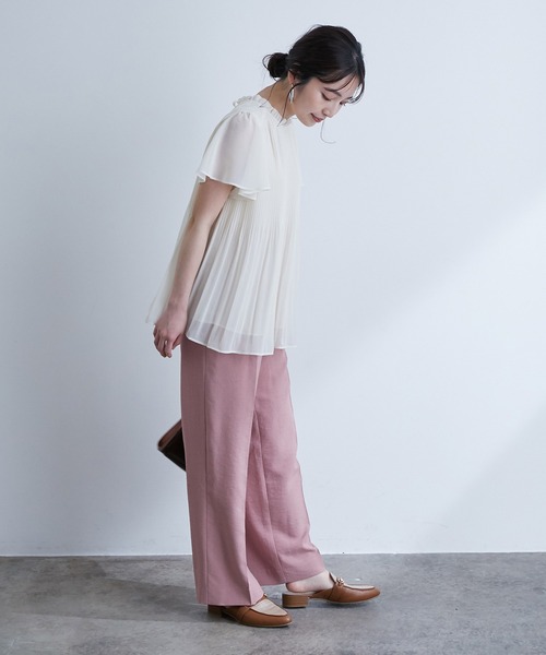 VIS（ビス）の「【EASY CARE】リネンライクタックワイドパンツ（その他パンツ・レディース・ブラック/ベージュ/カーキ/ピンク・S/M/L）」の22枚目の写真