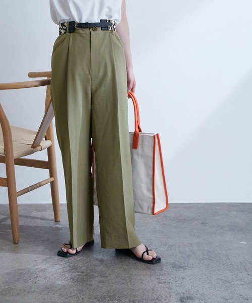 VIS（ビス）の「【EASY CARE】リネンライクタックワイドパンツ（その他パンツ・レディース・ブラック/ベージュ/カーキ/ピンク・S/M/L）」の12枚目の写真