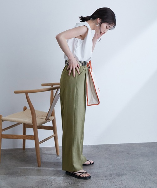 VIS（ビス）の「【EASY CARE】リネンライクタックワイドパンツ（その他パンツ・レディース・ブラック/ベージュ/カーキ/ピンク・S/M/L）」の20枚目の写真