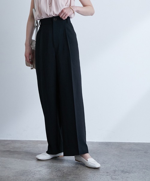 VIS（ビス）の「【EASY CARE】リネンライクタックワイドパンツ（その他パンツ・レディース・ブラック/ベージュ/カーキ/ピンク・S/M/L）」の10枚目の写真