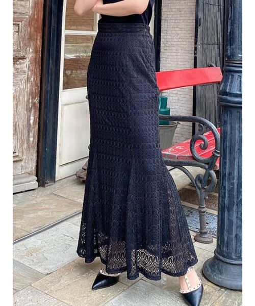 RESEXXY(リゼクシー)の「オープンワークマーメイドスカート(スカート・レディース・ブラック/ブラウン/アイボリー/ラベンダー・FREE)」の3枚目の写真