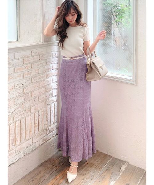 RESEXXY(リゼクシー)の「オープンワークマーメイドスカート(スカート・レディース・ブラック/ブラウン/アイボリー/ラベンダー・FREE)」の12枚目の写真