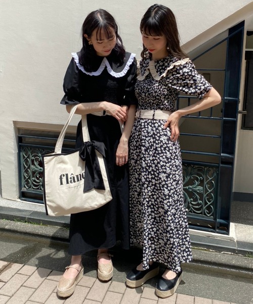 one after another NICE CLAUP(ワンアフターアナザーナイスクラップ)の「【Web限定】丸衿シャーリングブラウス(Tシャツ/カットソー・レディース・ブラック/オフホワイト/ブラック系その他・FREE)」の14枚目の写真