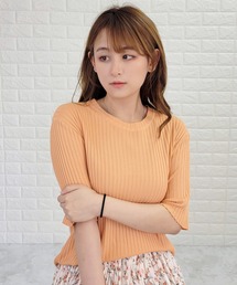 5分袖サマーリブニット