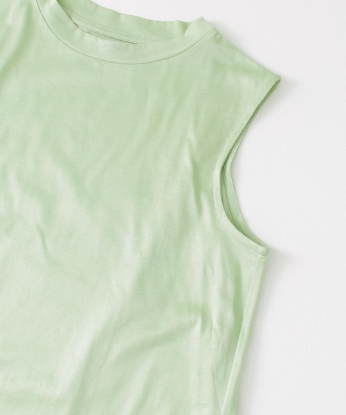 KBF+(ケービーエフプラス)の「KBF+ シャイニーノースリーブ(Tシャツ/カットソー・レディース・オフホワイト/グリーン系その他/チャコールグレー・ONE)」の18枚目の写真