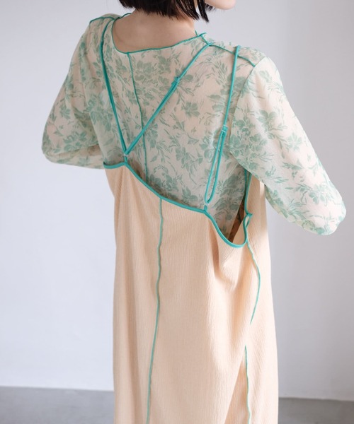 Kastane（カスタネ）の「配色パイピングキャミワンピース（ワンピース・レディース・サックスブルー/ミント/ホワイト系その他・FREE）」の2枚目の写真