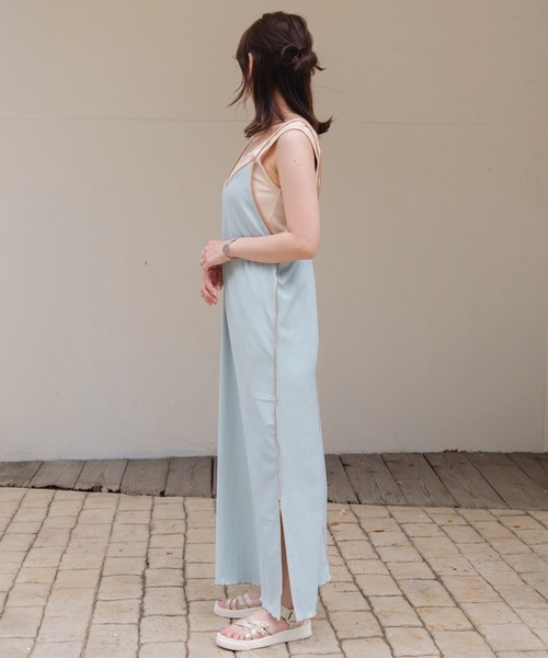 Kastane（カスタネ）の「配色パイピングキャミワンピース（ワンピース・レディース・サックスブルー/ミント/ホワイト系その他・FREE）」の6枚目の写真