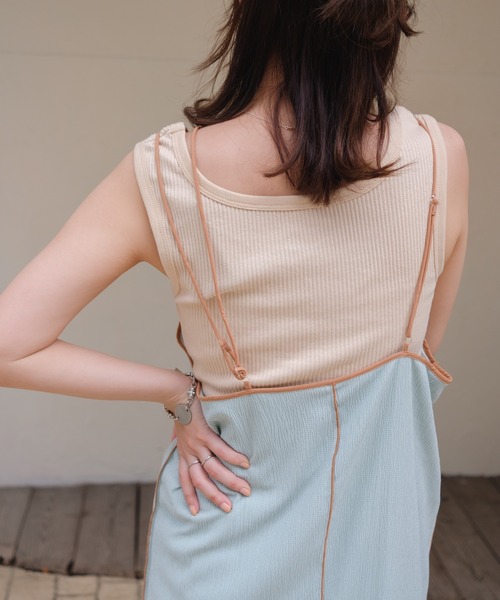 Kastane（カスタネ）の「配色パイピングキャミワンピース（ワンピース・レディース・サックスブルー/ミント/ホワイト系その他・FREE）」の12枚目の写真