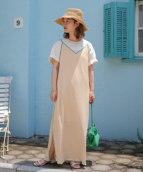 ワンピース配色パイピングキャミワンピース ワンピース Kastane カスタネ のファッション