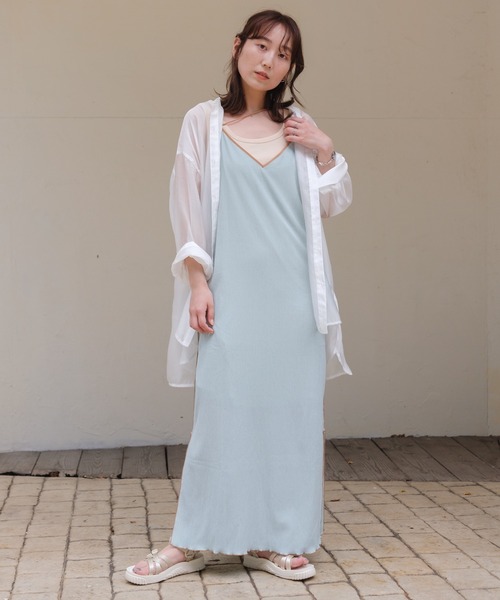 Kastane（カスタネ）の「配色パイピングキャミワンピース（ワンピース・レディース・サックスブルー/ミント/ホワイト系その他・FREE）」の9枚目の写真