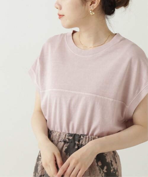 RAY CASSIN（レイカズン）の「フレンチスリーブピグメント切替Tシャツ（Tシャツ/カットソー・レディース・ブラック/ベージュ/パープル/オフホワイト/ブルー・FREE）」の5枚目の写真