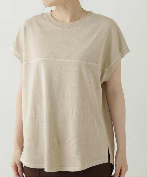 RAY CASSIN（レイカズン）の「フレンチスリーブピグメント切替Tシャツ（Tシャツ/カットソー・レディース・ブラック/ベージュ/パープル/オフホワイト/ブルー・FREE）」の12枚目の写真