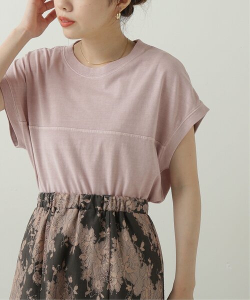 RAY CASSIN（レイカズン）の「フレンチスリーブピグメント切替Tシャツ（Tシャツ/カットソー・レディース・ブラック/ベージュ/パープル/オフホワイト/ブルー・FREE）」の20枚目の写真