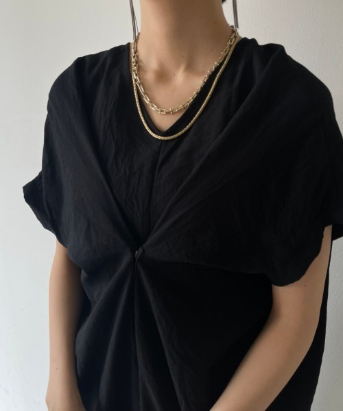 NEUNA（ヌナ）の「リネンタッチスナップ付きワンピース（ワンピース・レディース・ブラック・FREE）」の3枚目の写真