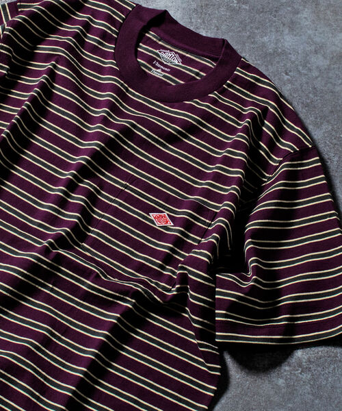 DANTON（ダントン）の「【DANTON/ダントン】クルーネック半袖ボーダーポケットTシャツ#JD-9041（Tシャツ/カットソー・メンズ・ブルー系その他3/パープル系その他4・38/40/42/44/46）」の2枚目の写真