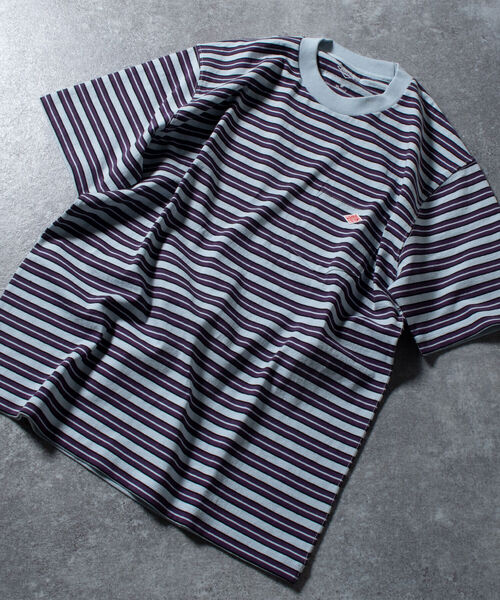 DANTON（ダントン）の「【DANTON/ダントン】クルーネック半袖ボーダーポケットTシャツ#JD-9041（Tシャツ/カットソー・メンズ・ブルー系その他3/パープル系その他4・38/40/42/44/46）」の3枚目の写真