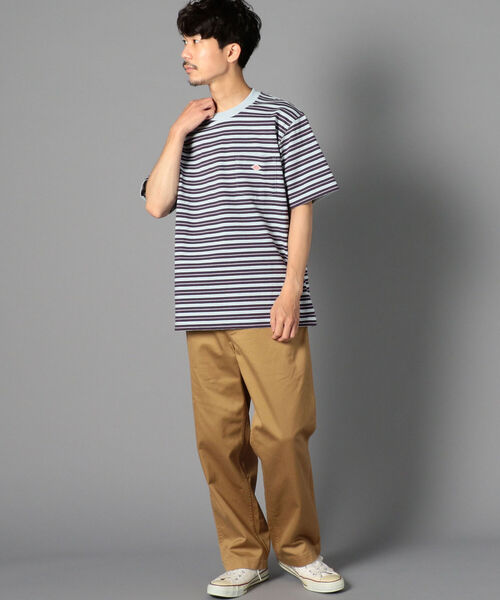 DANTON（ダントン）の「【DANTON/ダントン】クルーネック半袖ボーダーポケットTシャツ#JD-9041（Tシャツ/カットソー・メンズ・ブルー系その他3/パープル系その他4・38/40/42/44/46）」の4枚目の写真