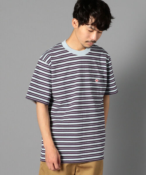 DANTON（ダントン）の「【DANTON/ダントン】クルーネック半袖ボーダーポケットTシャツ#JD-9041（Tシャツ/カットソー・メンズ・ブルー系その他3/パープル系その他4・38/40/42/44/46）」の5枚目の写真