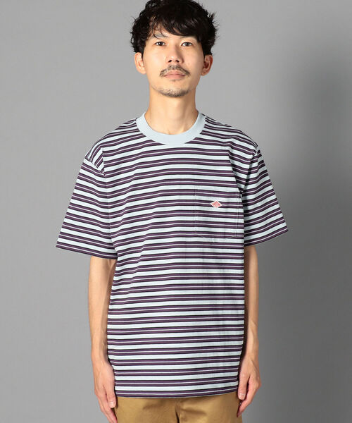 DANTON（ダントン）の「【DANTON/ダントン】クルーネック半袖ボーダーポケットTシャツ#JD-9041（Tシャツ/カットソー・メンズ・ブルー系その他3/パープル系その他4・38/40/42/44/46）」の6枚目の写真