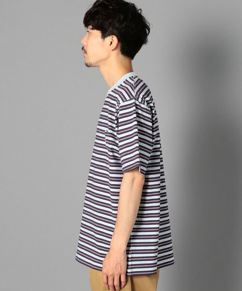 DANTON（ダントン）の「【DANTON/ダントン】クルーネック半袖ボーダーポケットTシャツ#JD-9041（Tシャツ/カットソー・メンズ・ブルー系その他3/パープル系その他4・38/40/42/44/46）」の7枚目の写真
