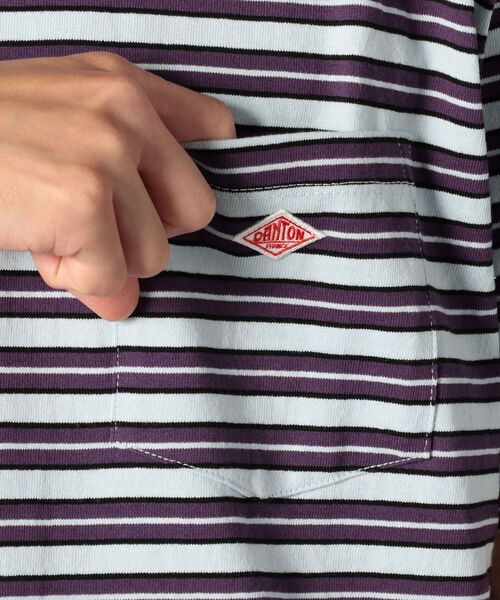 DANTON（ダントン）の「【DANTON/ダントン】クルーネック半袖ボーダーポケットTシャツ#JD-9041（Tシャツ/カットソー・メンズ・ブルー系その他3/パープル系その他4・38/40/42/44/46）」の12枚目の写真