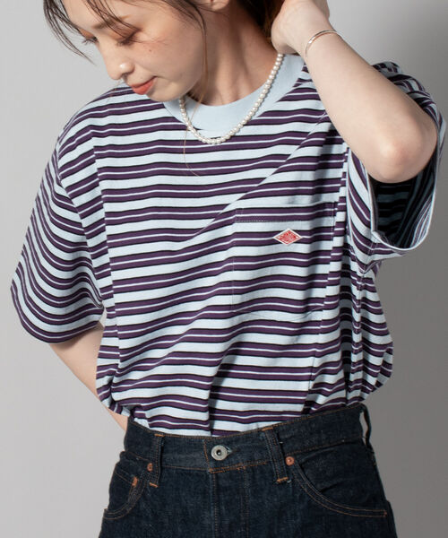 DANTON（ダントン）の「【DANTON/ダントン】クルーネック半袖ボーダーポケットTシャツ#JD-9041（Tシャツ/カットソー・メンズ・ブルー系その他3/パープル系その他4・38/40/42/44/46）」の14枚目の写真