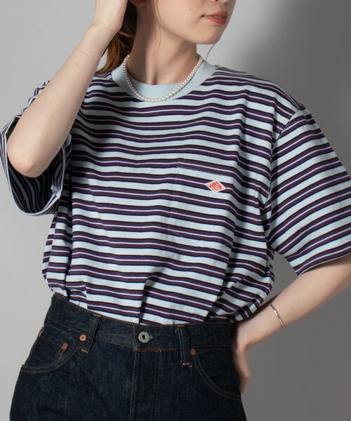 DANTON（ダントン）の「【DANTON/ダントン】クルーネック半袖ボーダーポケットTシャツ#JD-9041（Tシャツ/カットソー・メンズ・ブルー系その他3/パープル系その他4・38/40/42/44/46）」の16枚目の写真