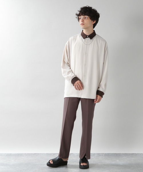 RAGEBLUE（レイジブルー）の「センタープレス/PEスソスリットフレアパンツ/957081（スラックス・メンズ・ブラック/ベージュ系その他2・MEDIUM/LARGE）」の5枚目の写真