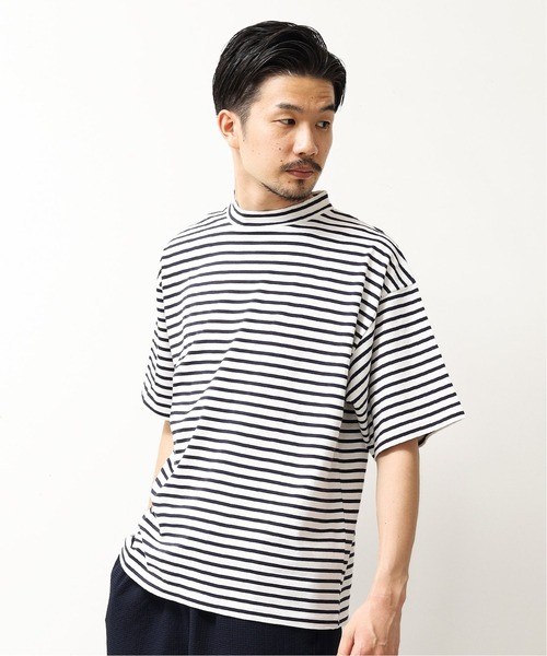 417 EDIFICE（フォーワンセブンエディフィス）の「ボーダーモックネックハーフスリーブ（Tシャツ/カットソー・メンズ・ホワイト/ネイビー・MEDIUM/LARGE）」の5枚目の写真