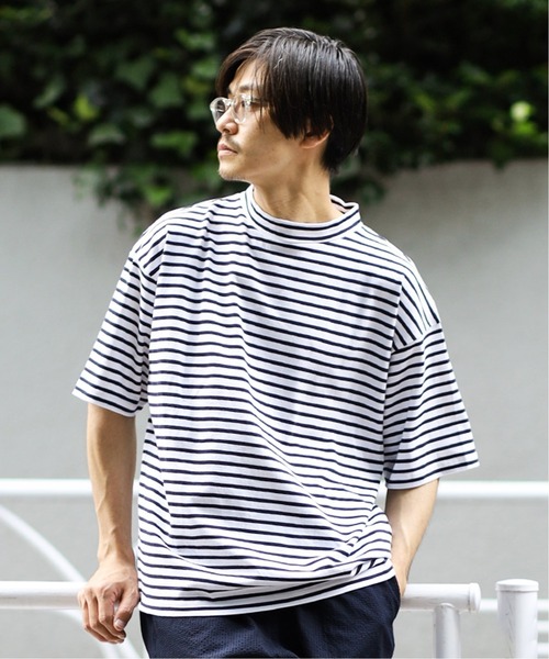 417 EDIFICE（フォーワンセブンエディフィス）の「ボーダーモックネックハーフスリーブ（Tシャツ/カットソー・メンズ・ホワイト/ネイビー・MEDIUM/LARGE）」の8枚目の写真