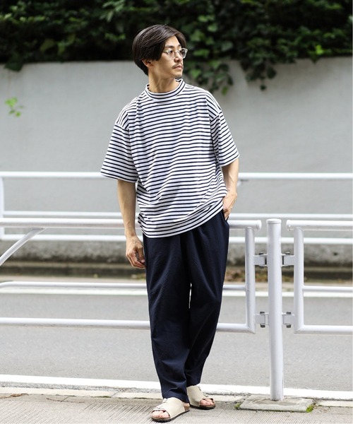 417 EDIFICE（フォーワンセブンエディフィス）の「ボーダーモックネックハーフスリーブ（Tシャツ/カットソー・メンズ・ホワイト/ネイビー・MEDIUM/LARGE）」の19枚目の写真