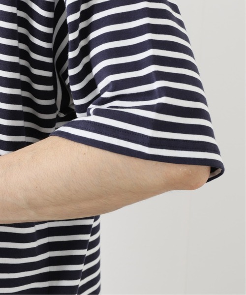 417 EDIFICE（フォーワンセブンエディフィス）の「ボーダーモックネックハーフスリーブ（Tシャツ/カットソー・メンズ・ホワイト/ネイビー・MEDIUM/LARGE）」の4枚目の写真