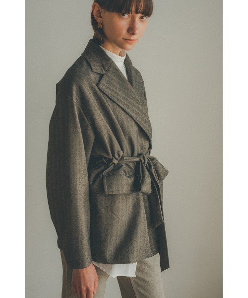 CLANE(クラネ)の「2WAY BELT TAILORED JACKET(テーラードジャケット・レディース・ネイビー/マルチ・1/2)」の6枚目の写真