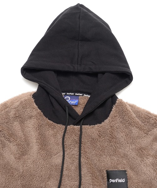PEN FIELD（ペンフィールド）の「【Penfield/ペンフィールド】ワンポイント ワッペン刺繍 ビックシルエット 配色切替 ファーフリース パーカー（パーカー・メンズ・ブラック/マルチ・LL/M/L）」の12枚目の写真