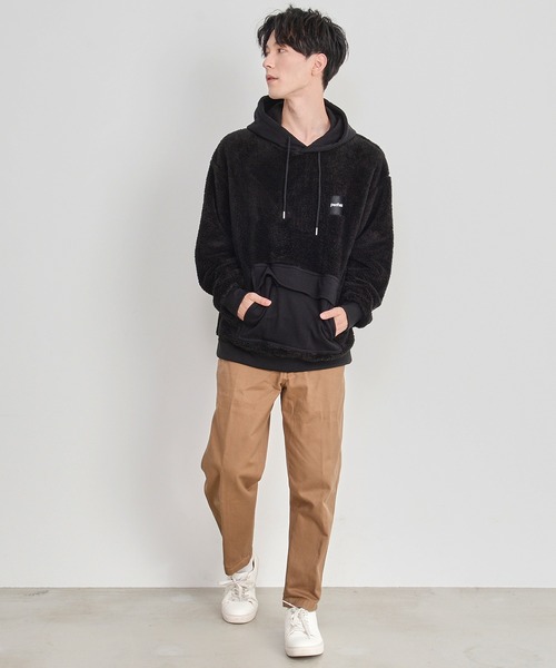 PEN FIELD（ペンフィールド）の「【Penfield/ペンフィールド】ワンポイント ワッペン刺繍 ビックシルエット 配色切替 ファーフリース パーカー（パーカー・メンズ・ブラック/マルチ・LL/M/L）」の19枚目の写真