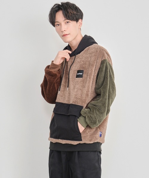 PEN FIELD（ペンフィールド）の「【Penfield/ペンフィールド】ワンポイント ワッペン刺繍 ビックシルエット 配色切替 ファーフリース パーカー（パーカー・メンズ・ブラック/マルチ・LL/M/L）」の16枚目の写真