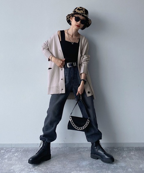 PAGEBOY（ページボーイ）の「WフェイスVネックBIGカーディガン（ニット/セーター・レディース・オフホワイト/ブラック/ブラウン系その他/グレイッシュベージュ・FREE）」の6枚目の写真