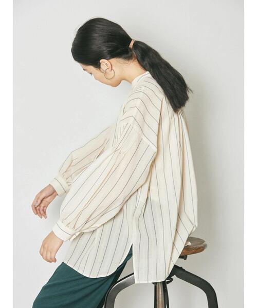 GARAGE OF GOOD CLOTHING(ガレージオブグッドクロージング)の「ピンタックドビーストライプブラウス*(シャツ/ブラウス・レディース・アイボリー/グリーン・FREE)」の7枚目の写真