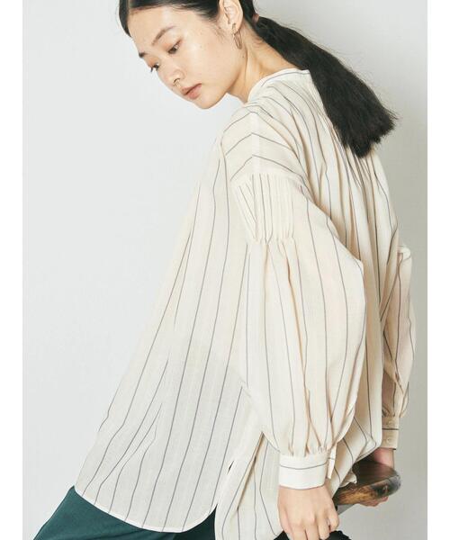 GARAGE OF GOOD CLOTHING(ガレージオブグッドクロージング)の「ピンタックドビーストライプブラウス*(シャツ/ブラウス・レディース・アイボリー/グリーン・FREE)」の8枚目の写真