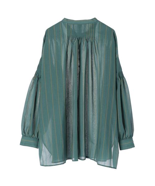 GARAGE OF GOOD CLOTHING(ガレージオブグッドクロージング)の「ピンタックドビーストライプブラウス*(シャツ/ブラウス・レディース・アイボリー/グリーン・FREE)」の12枚目の写真