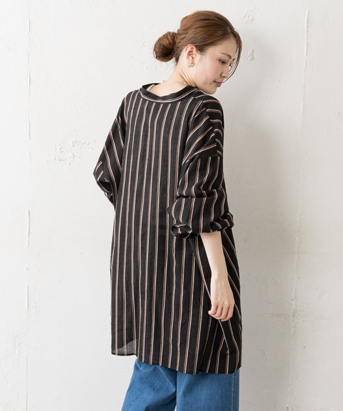 CIAOPANIC TYPY(チャオパニックティピー)の「【ZOZOTOWN限定】ストライプバンドカラーオーバーシャツ(シャツ/ブラウス・レディース・ブラック/レッド/キャメル・ONE SIZE)」の18枚目の写真