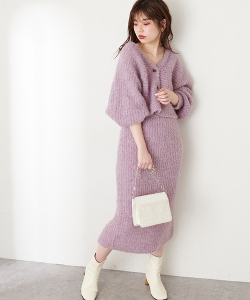 natural couture(ナチュラルクチュール)の「ふんわりMIXニットナロースカート(スカート・レディース・オフホワイト/ラベンダー/チャコール・FREE)」の17枚目の写真