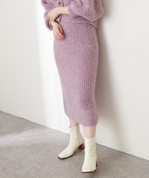 natural couture(ナチュラルクチュール)の「ふんわりMIXニットナロースカート(スカート・レディース・オフホワイト/ラベンダー/チャコール・FREE)」の9枚目の写真