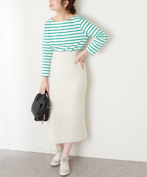 natural couture(ナチュラルクチュール)の「ふんわりMIXニットナロースカート(スカート・レディース・オフホワイト/ラベンダー/チャコール・FREE)」の11枚目の写真