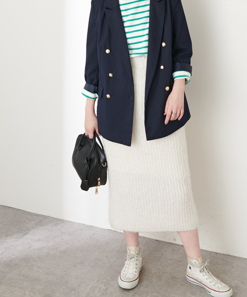 natural couture(ナチュラルクチュール)の「ふんわりMIXニットナロースカート(スカート・レディース・オフホワイト/ラベンダー/チャコール・FREE)」の14枚目の写真