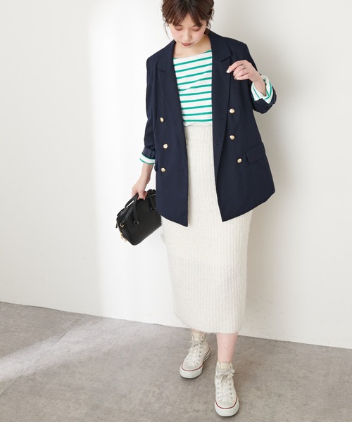 natural couture(ナチュラルクチュール)の「ふんわりMIXニットナロースカート(スカート・レディース・オフホワイト/ラベンダー/チャコール・FREE)」の19枚目の写真